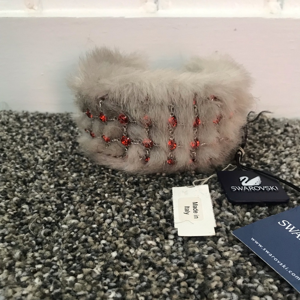 Swarovski Faux Fur Bracelet Cuff